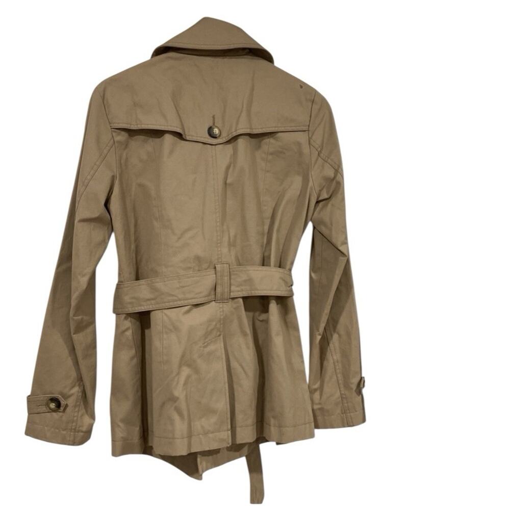 GAP Womens Trench Coat XL Beige Double Breasted Belted Y2K Classic Cotton Jacket - Picture 2 of 5